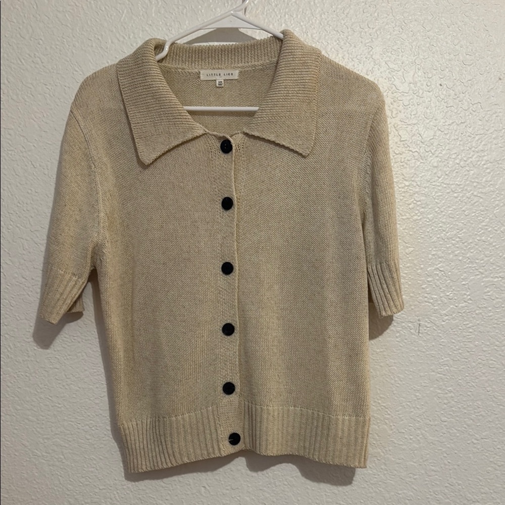 Sandro Beige Button-Up Women's Sweater
